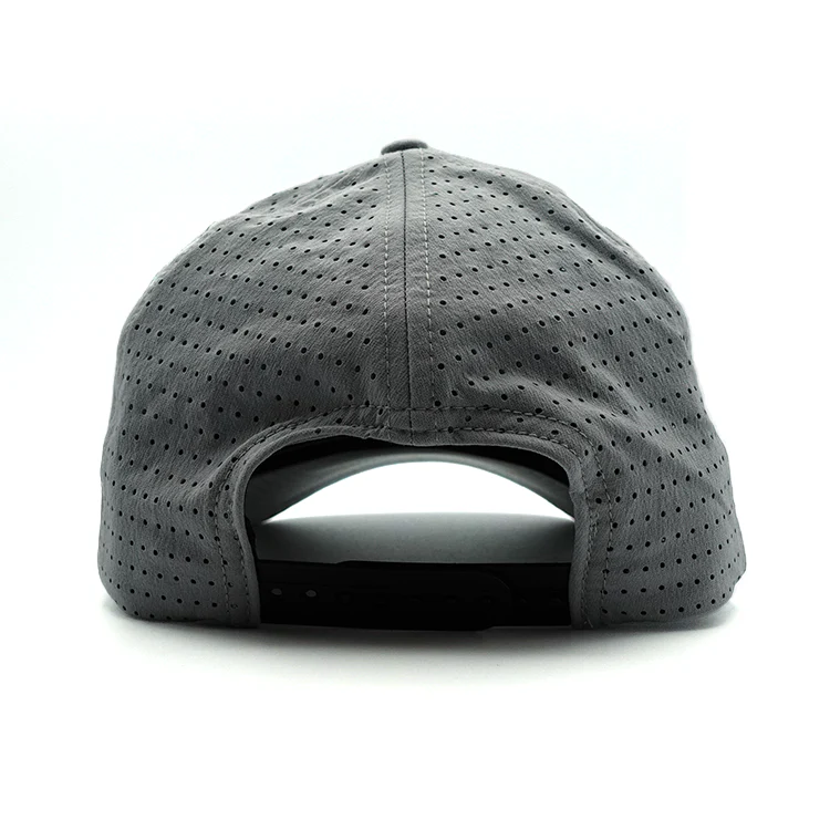 Gray Leather Patch Snapback Hat - Image 4