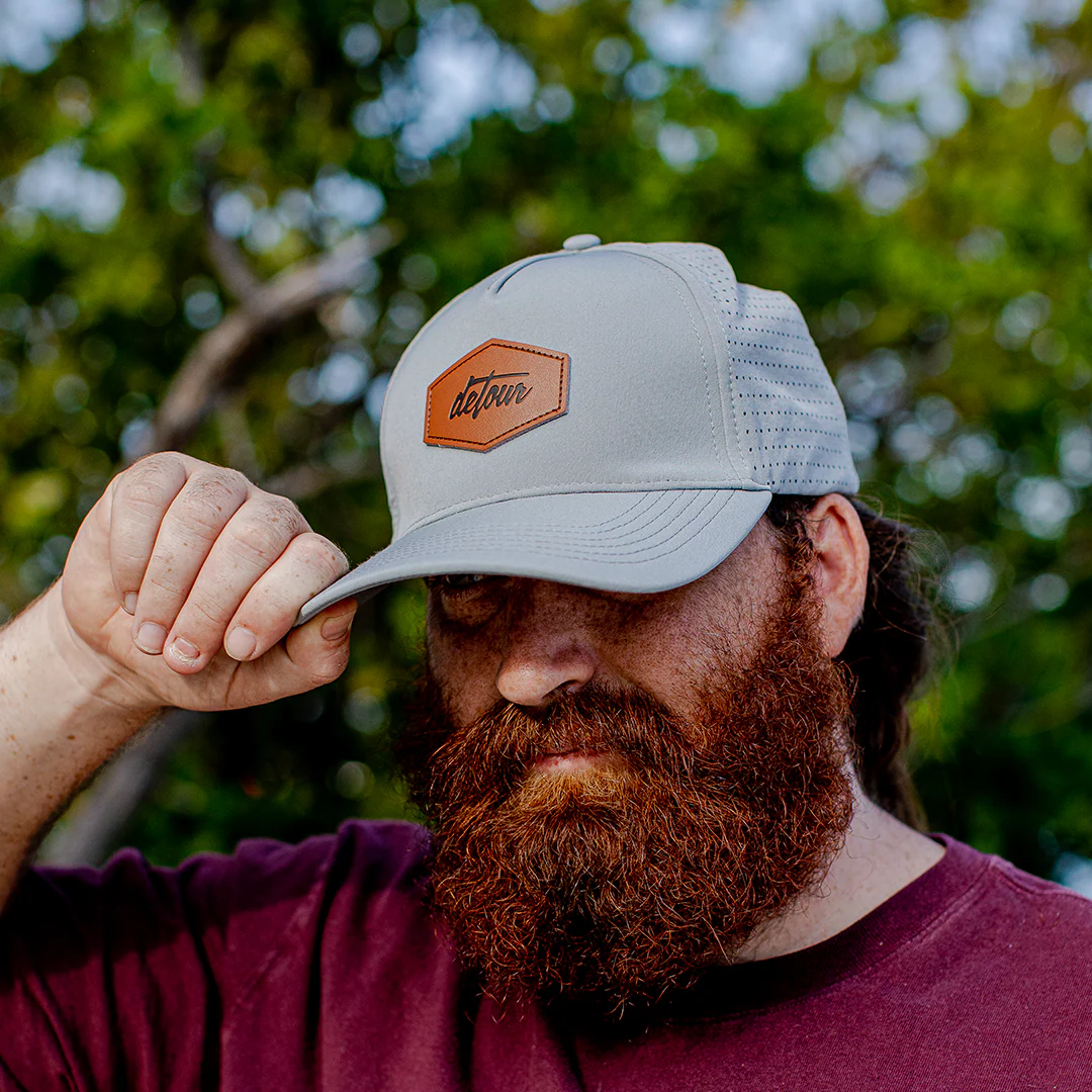 XL Gray Leather Patch Snapback Hat - Image 2